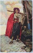 Howard Pyle The Buccaneer was a Picturesque Fellow: illustration of a pirate, dressed to the nines in piracy attire. France oil painting artist